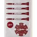 Value Pack w/ Four 3 1/4" Tiger Golf Tees, 1 3/4" Ball Marker & 1 Poker Chip